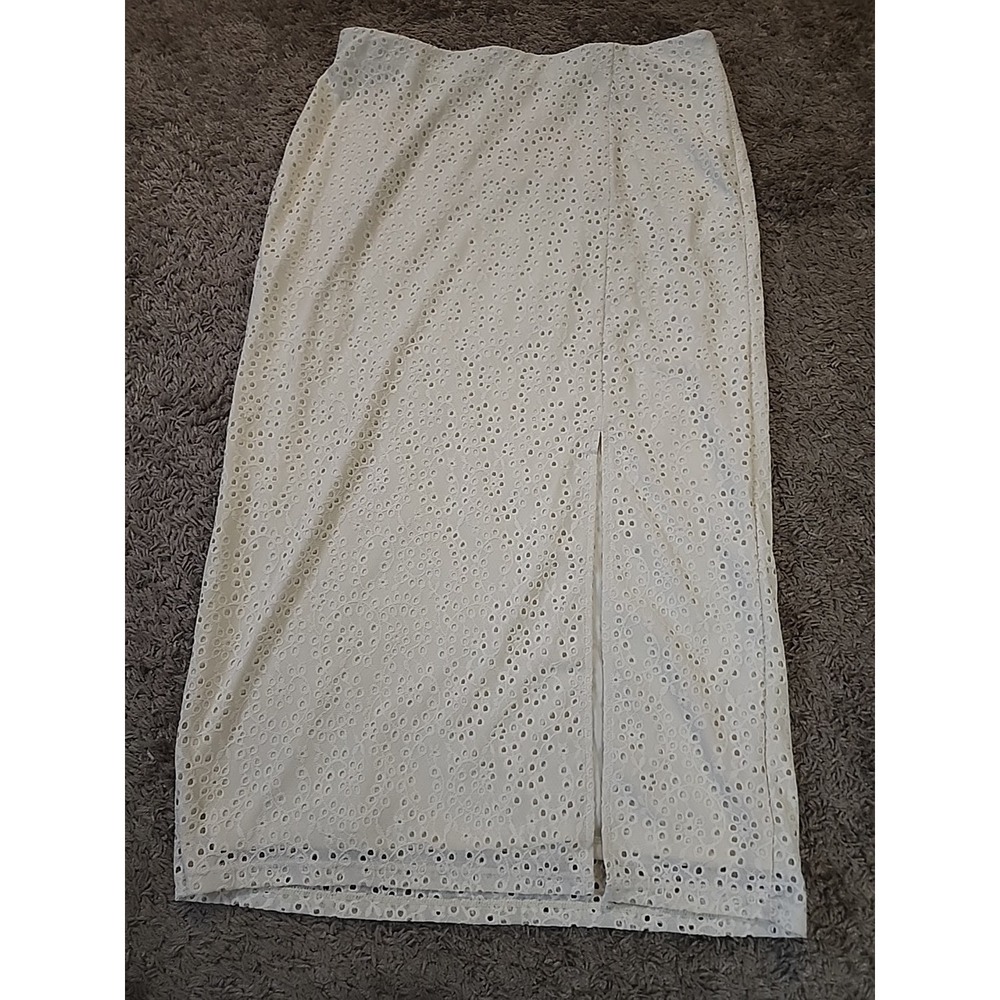 New A New Day Cream Eyelet Midi Skirt Size 14